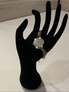 Silver Crystal Round Bracelet Watch Pendant - Women Jewelry